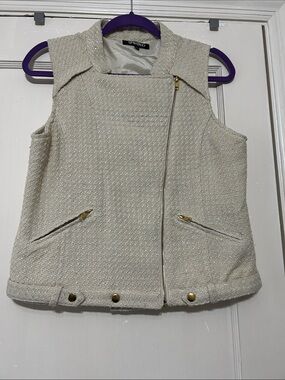 Vintage Randolph Duke Spirited sparkly Cream Tweed Vest with Gold Zippers